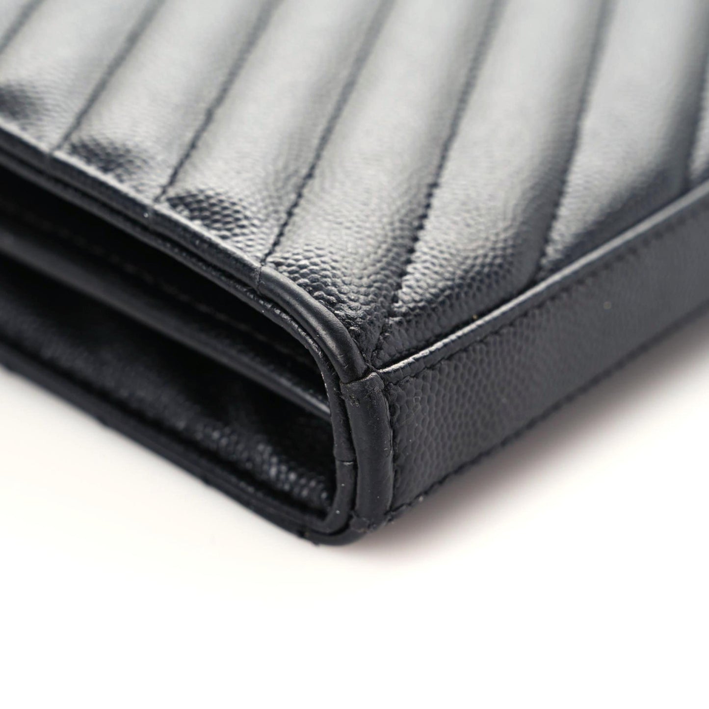 Grain De Poudre Matelasse Chevron Monogram Chain Wallet Black