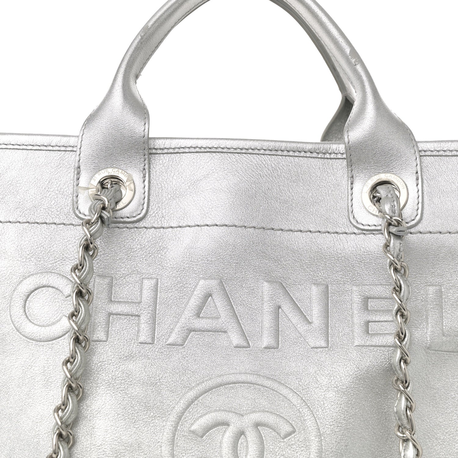 Chanel Metallic Calfskin Medium Deauville Tote Silver 14 of 27