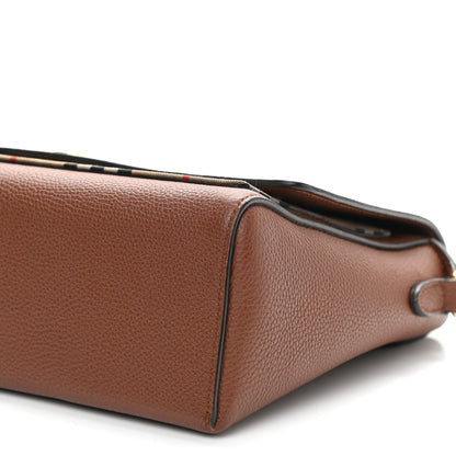 Burberry Calfskin Vintage Check Note Crossbody Bag Tan 9 of 14
