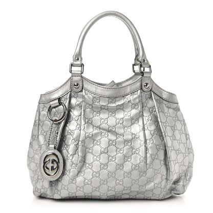Gucci Guccissima Medium Sukey Tote Silver 1 of 10