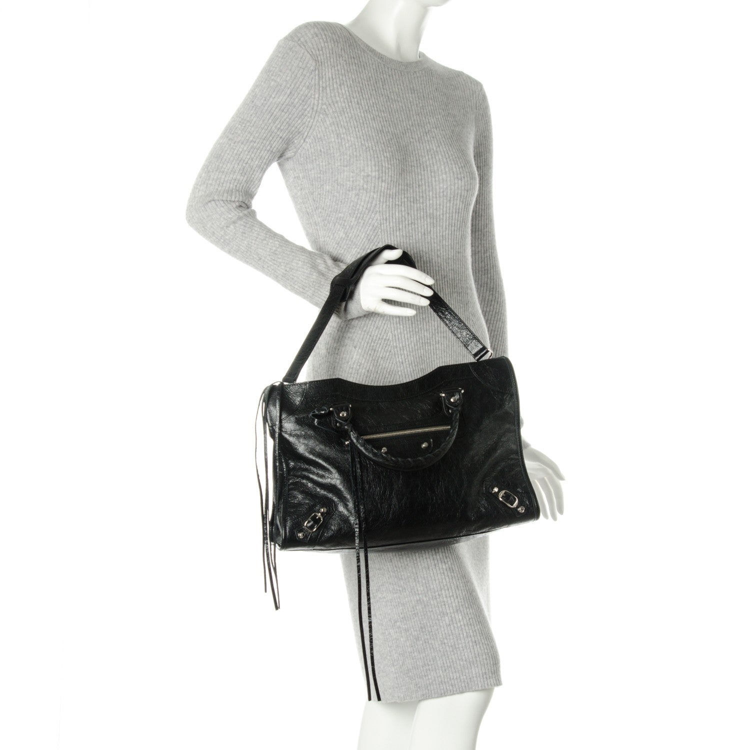 Balenciaga Agneau Classic Silver Hardware City Black 2 of 7