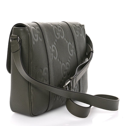 Gucci Calfskin Jumbo GG Embossed Double Buckle Medium Messenger Bag Dark Vintage Olive 3 of 11
