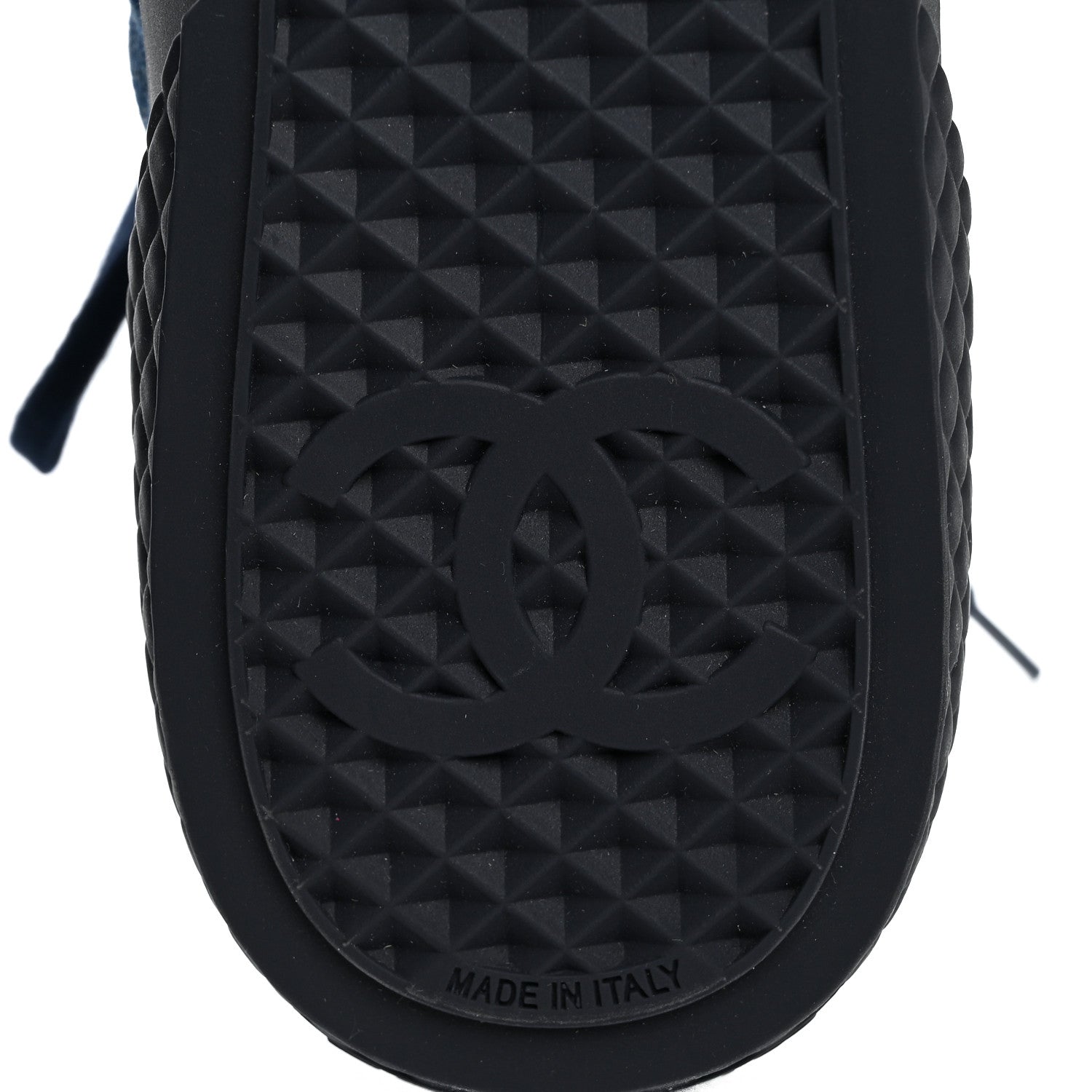 Chanel Printed Denim Quilted High Top Sneakers 41 Dark Blue 7 of 10