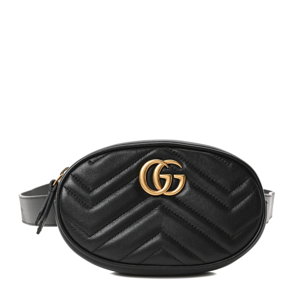 Gucci Calfskin Matelasse GG Marmont Belt Bag 95 38 Black 1 of 10
