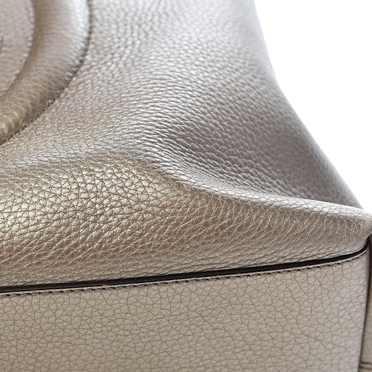 Gucci Metallic Pebbled Calfskin Medium Soho Chain Shoulder Bag Golden Beige 12 of 13