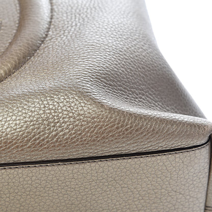 Gucci Metallic Pebbled Calfskin Medium Soho Chain Shoulder Bag Golden Beige 12 of 13