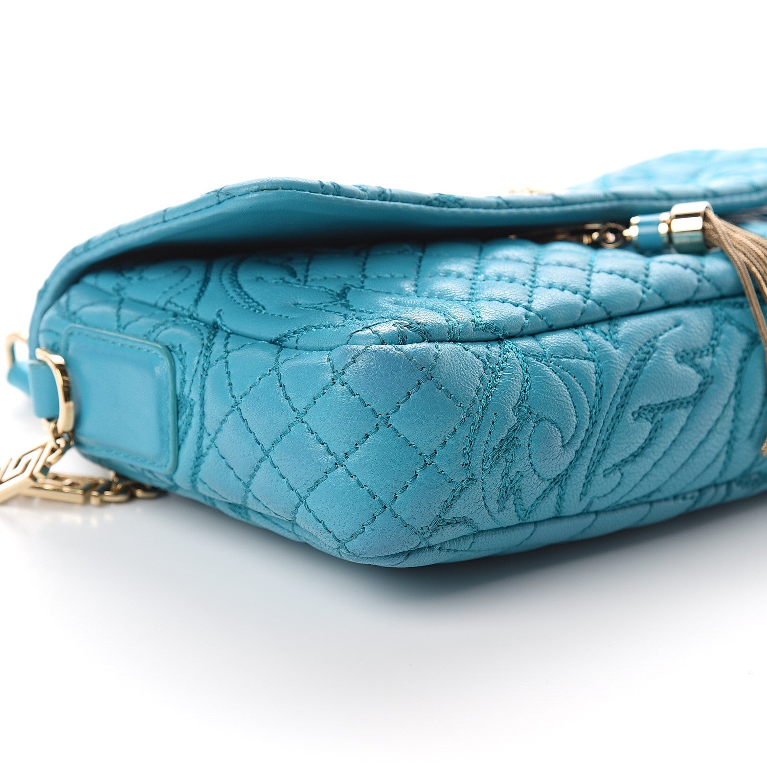 Versace Nappa Barocco Quilted Vanitas Medea Shoulder Bag Blue 6 of 7