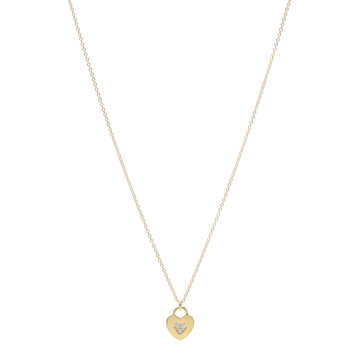 Tiffany 18K Yellow Gold Diamond Heart Locket Pendant Necklace 1 of 7