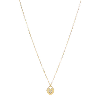 Tiffany 18K Yellow Gold Diamond Heart Locket Pendant Necklace 1 of 7