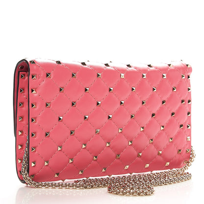 Valentino Garavani Nappa Rockstud Spike Wallet On Chain Paradise Rose 3 of 8