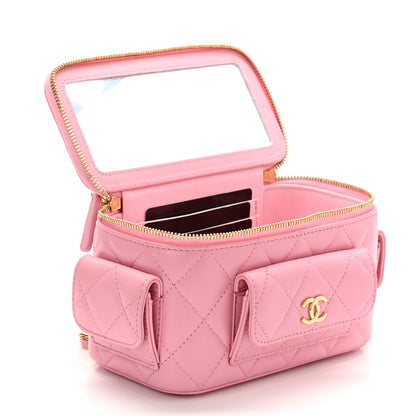 Chanel Lambskin Quilted Polly Pocket East West Top Vanity With Chain Pink 5 of 12