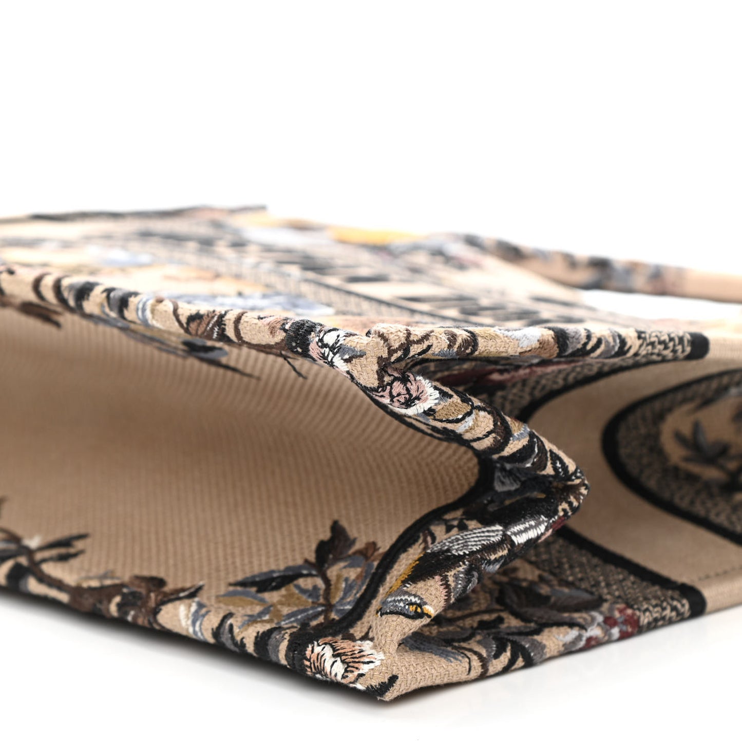 Canvas Embroidered Jardin D'Hiver Medium Book Tote Beige Multicolor