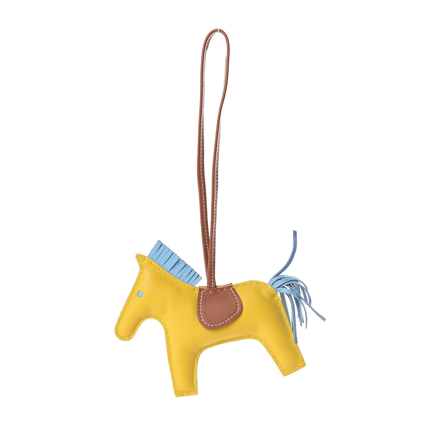 Milo Lambskin Grigri Rodeo Horse Bag Charm MM Jaune de Naples Celeste Gold