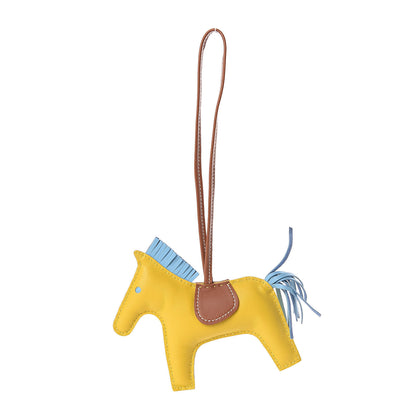Hermes Milo Lambskin Grigri Rodeo Horse Bag Charm MM Jaune de Naples Celeste Gold 1 of 4
