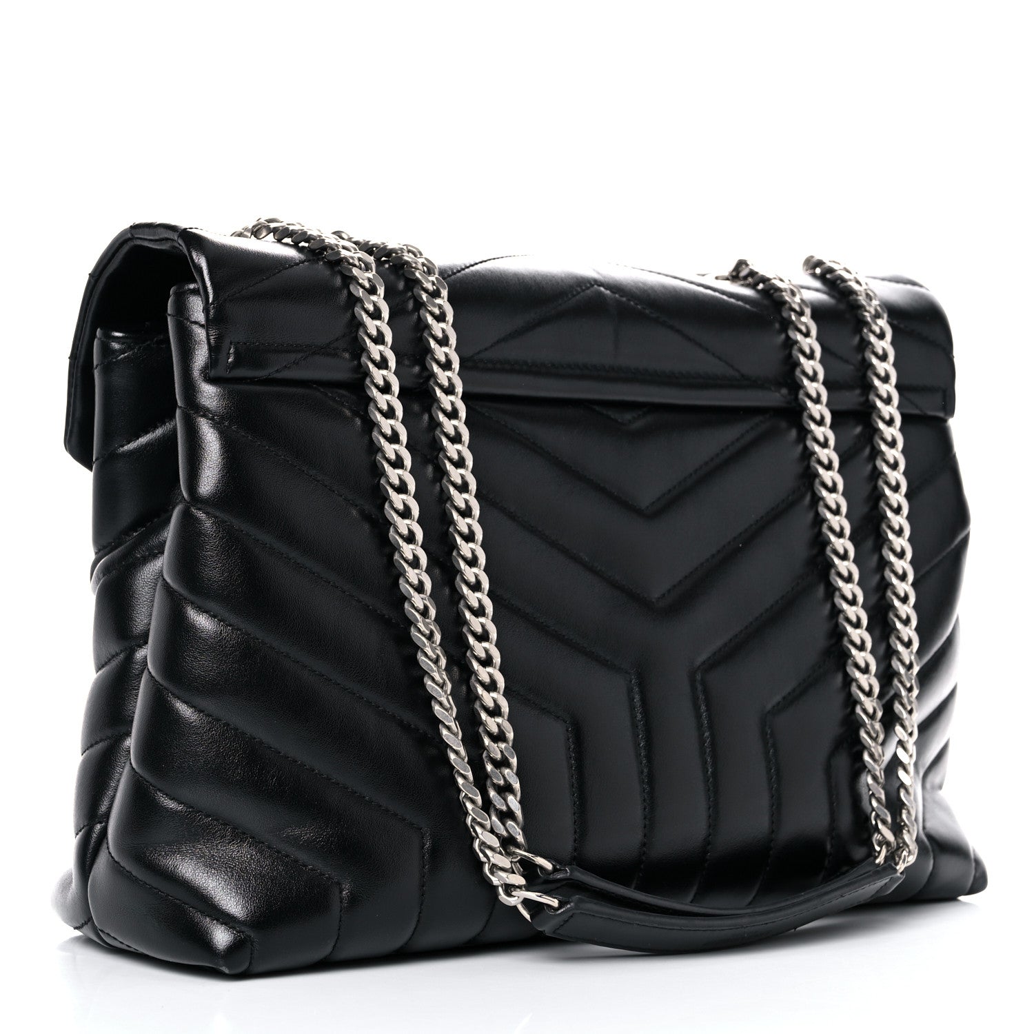 Saint Laurent Calfskin Y Quilted Monogram Medium Loulou Chain Satchel Black 3 of 25