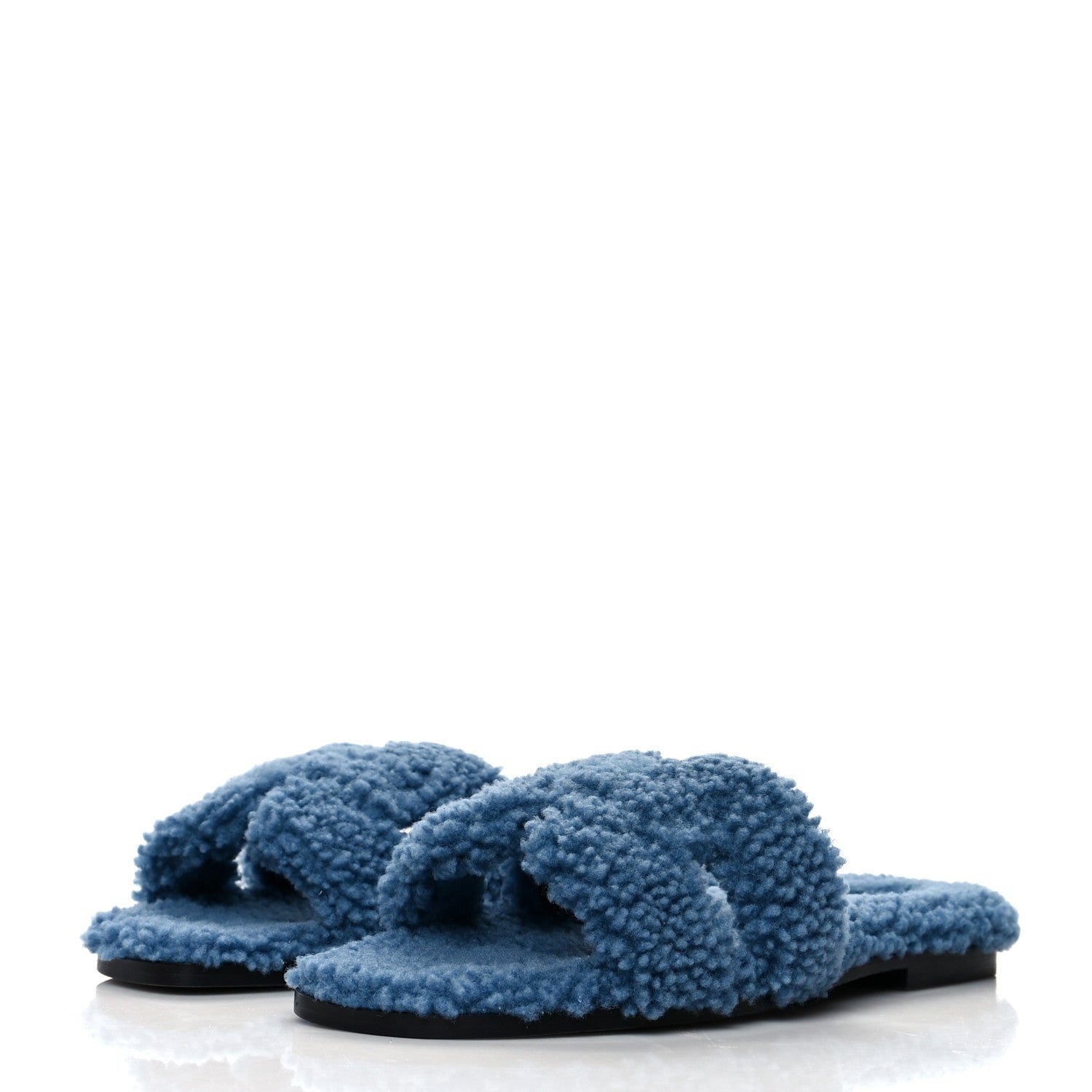 Hermes Woolskin Oran Sandals 38 Bleu 3 of 8