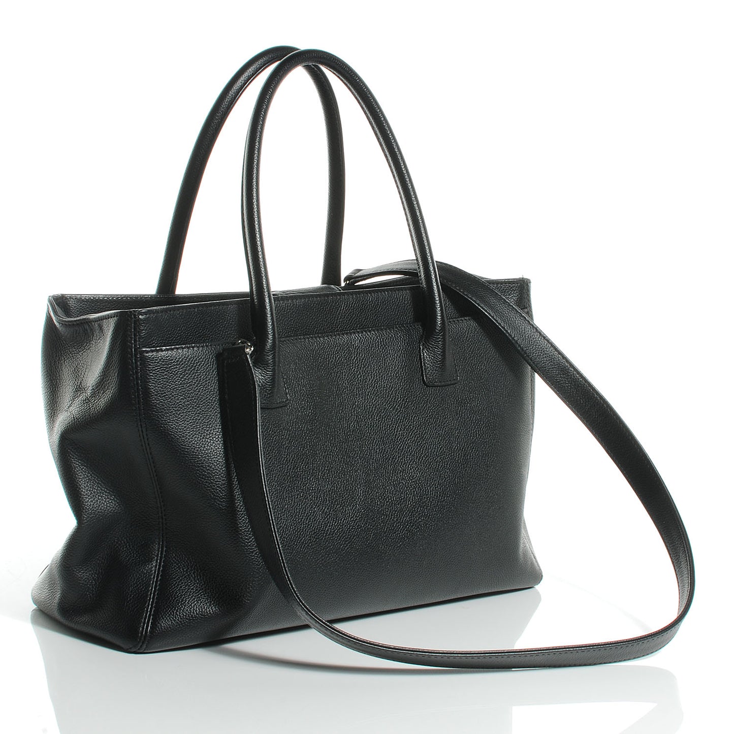 Calfskin Cerf Executive Shopper Tote Black