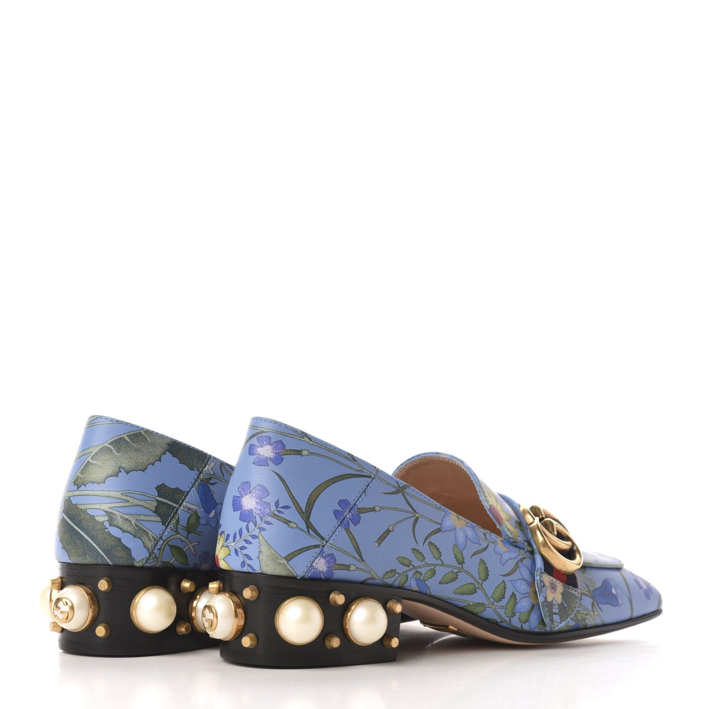 Apollo Calfskin Web Pearl New Flora Peyton 35mm Loafer Pumps 37 Azure