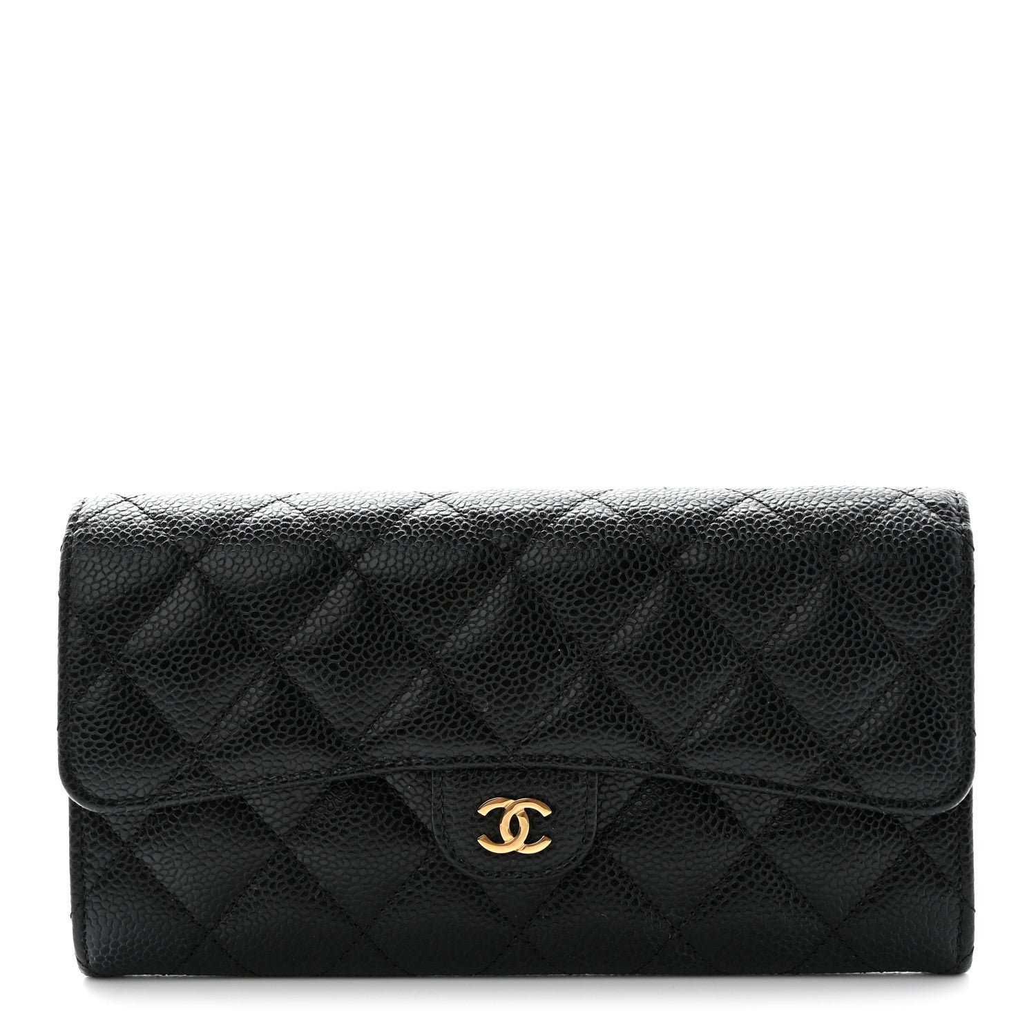 Chanel Caviar Quilted Large Gusset Flap Wallet Black 1 of 16