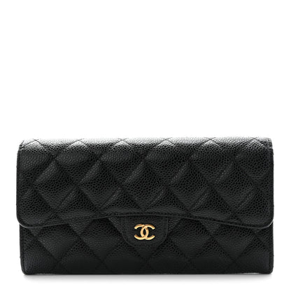 Chanel Caviar Quilted Large Gusset Flap Wallet Black 1 of 16