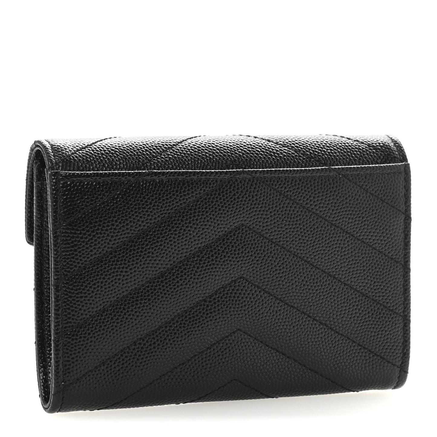 Grain De Poudre Matelasse Chevron Small Monogram Envelope Wallet Black