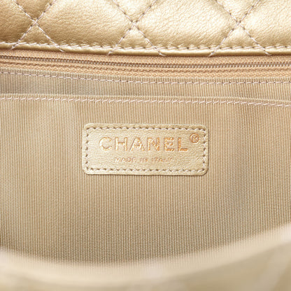 Chanel Metallic Calfskin Quilted Small XXL Travel Flap Bag Gold 5 of 9