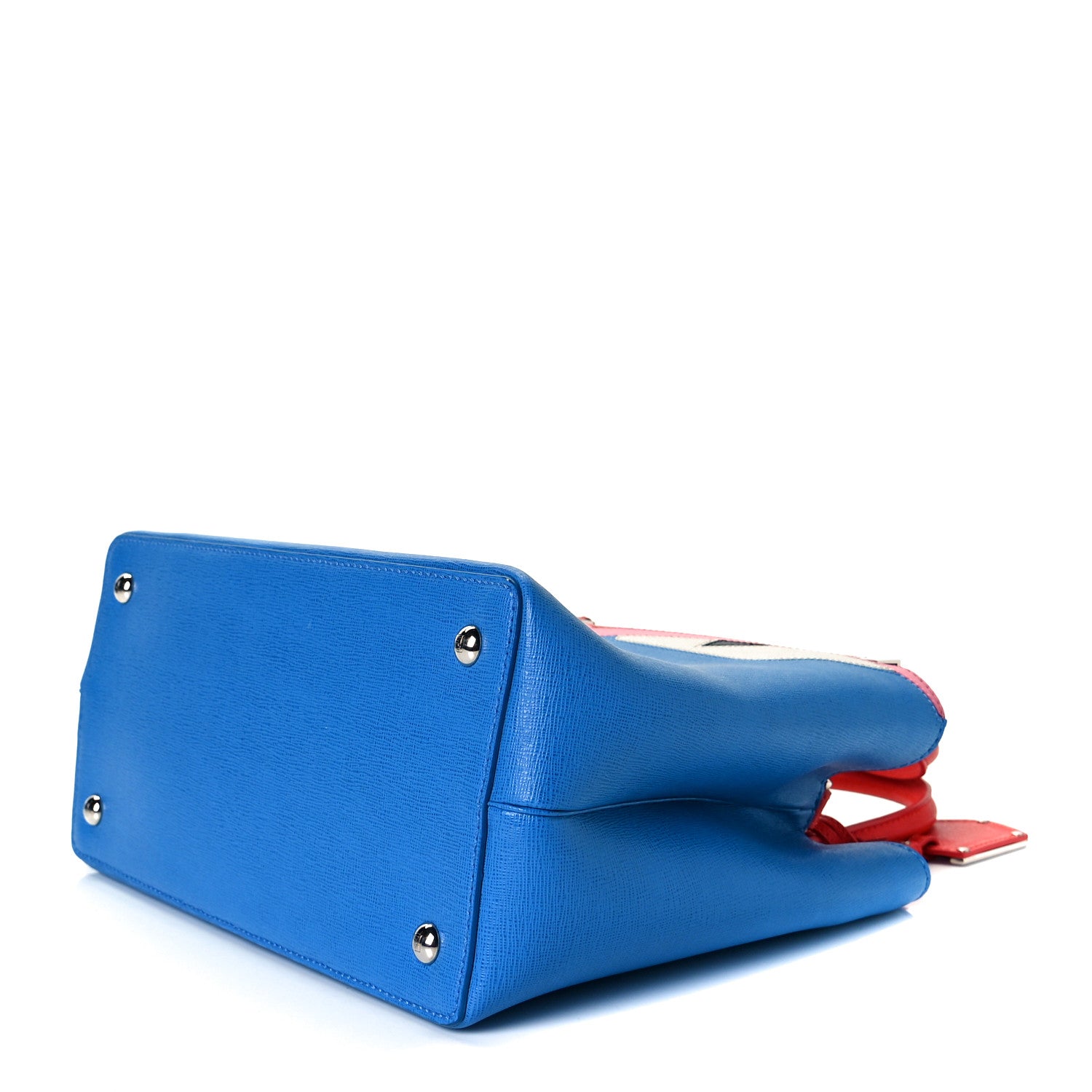 Fendi Vitello Elite Monster Petite 2Jours Tote Blue Royal Papavero Multicolor 5 of 7