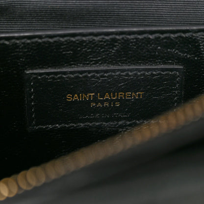 Saint Laurent Sheepskin Matelasse Chevron Monogram Medium College Bag Black 6 of 16