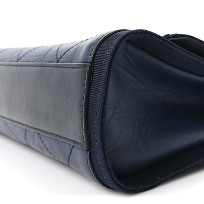 Chanel Calfskin Stitched Medium Single Flap Navy 10 of 10