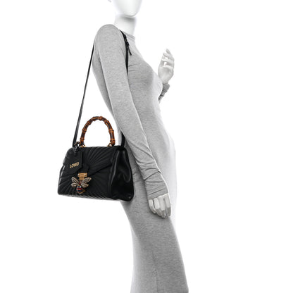 Gucci Calfskin Bamboo Trapuntata Queen Margaret Top Handle Bag Black 2 of 10