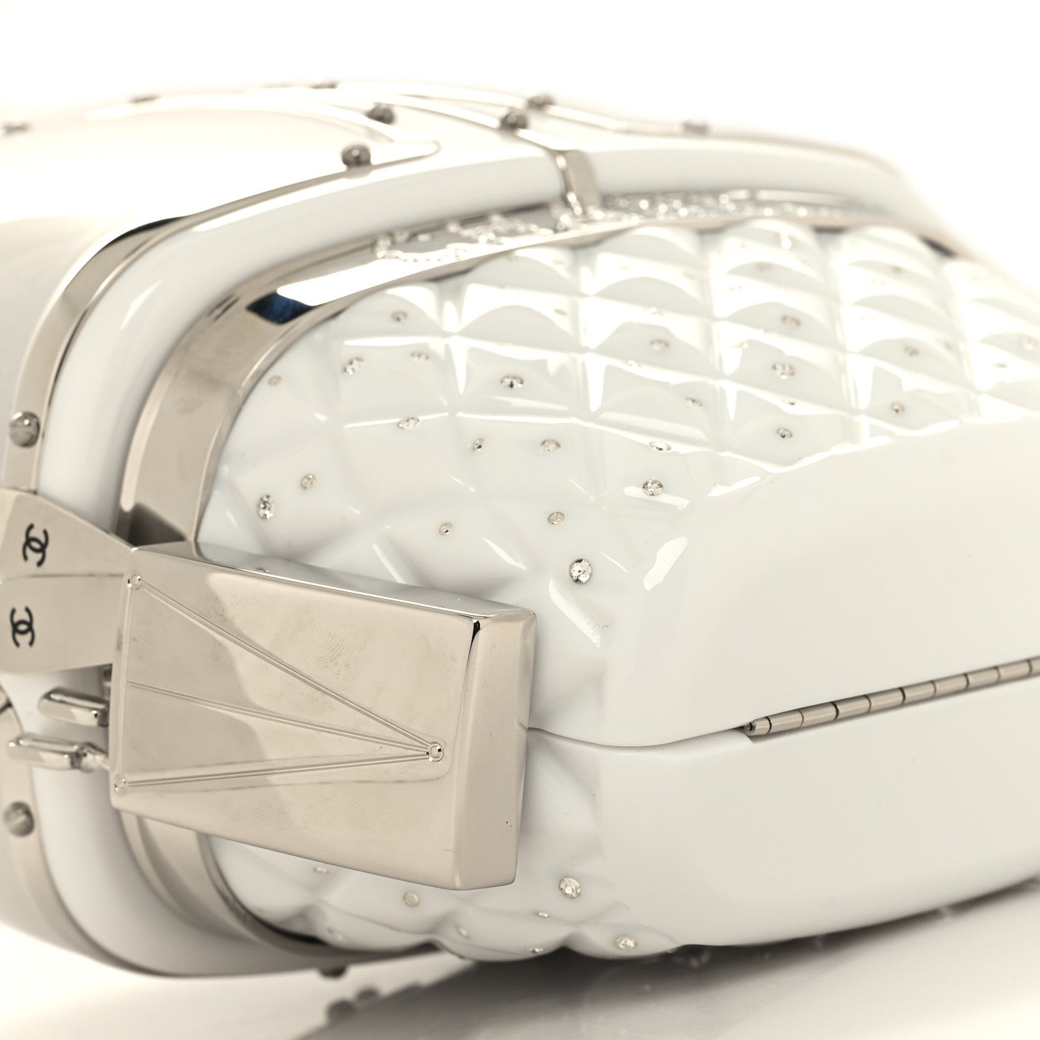 Chanel Lucite Enamel Strass Evening In The Mountain Gondola Minaudiere Clutch White 9 of 11