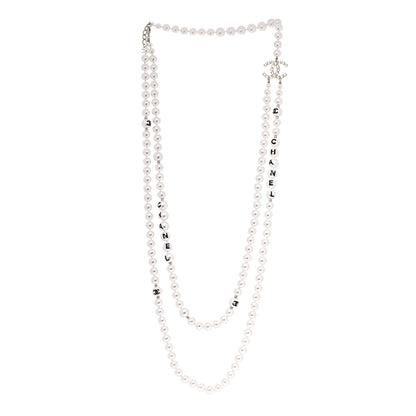 Chanel Pearl Crystal Long CC Logo Necklace Gold 7 of 15