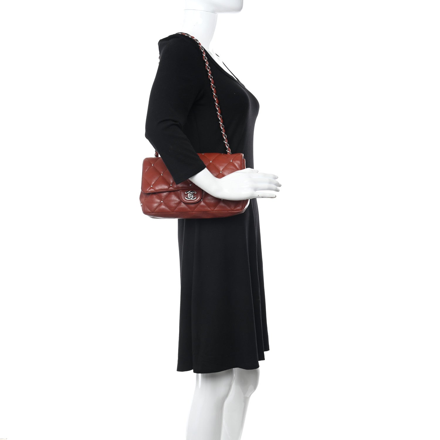 Chanel Lambskin Studded Medium Flap Orange 2 of 11