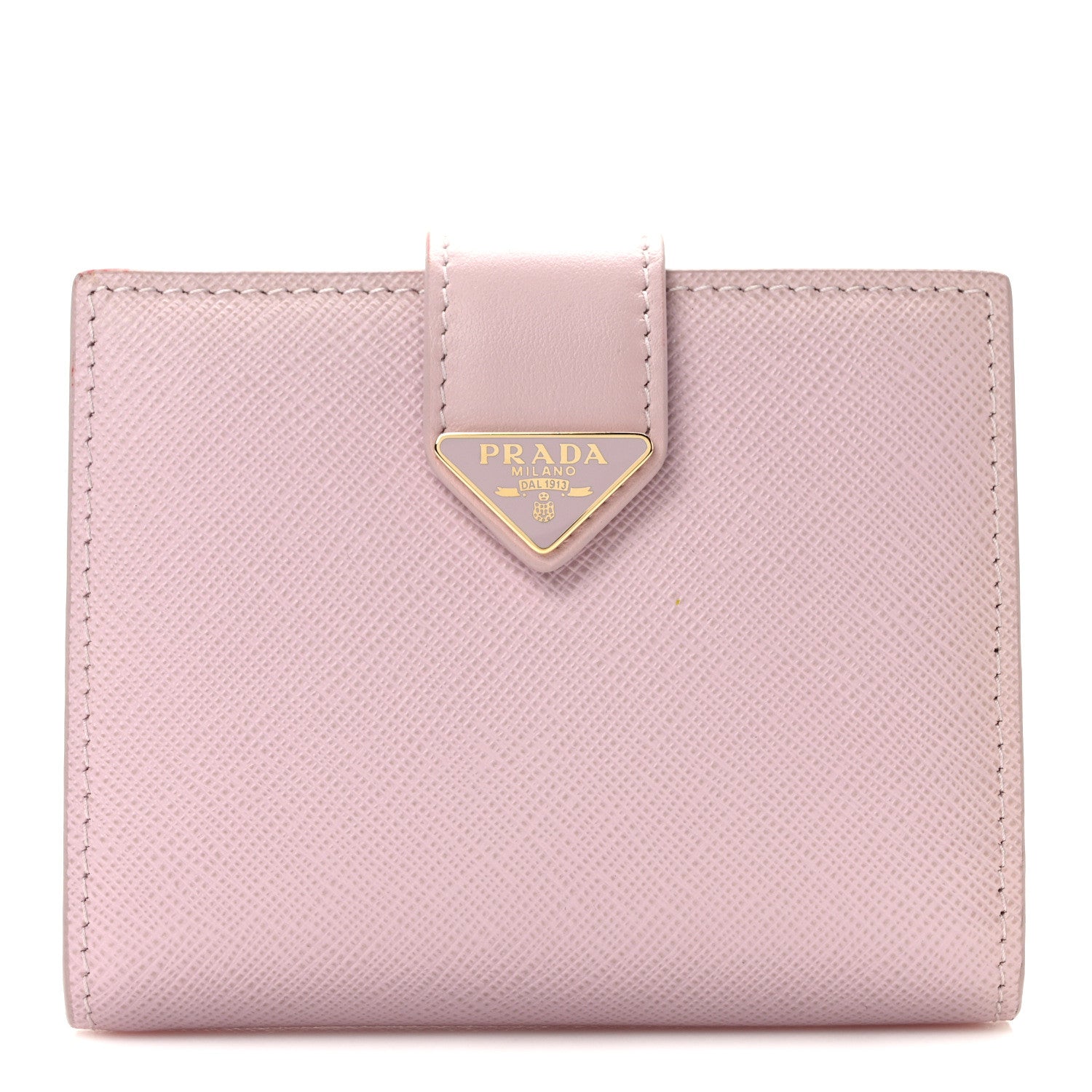 Prada Saffiano Small Triangle Bi-Fold Tab Wallet Alabastro 1 of 9