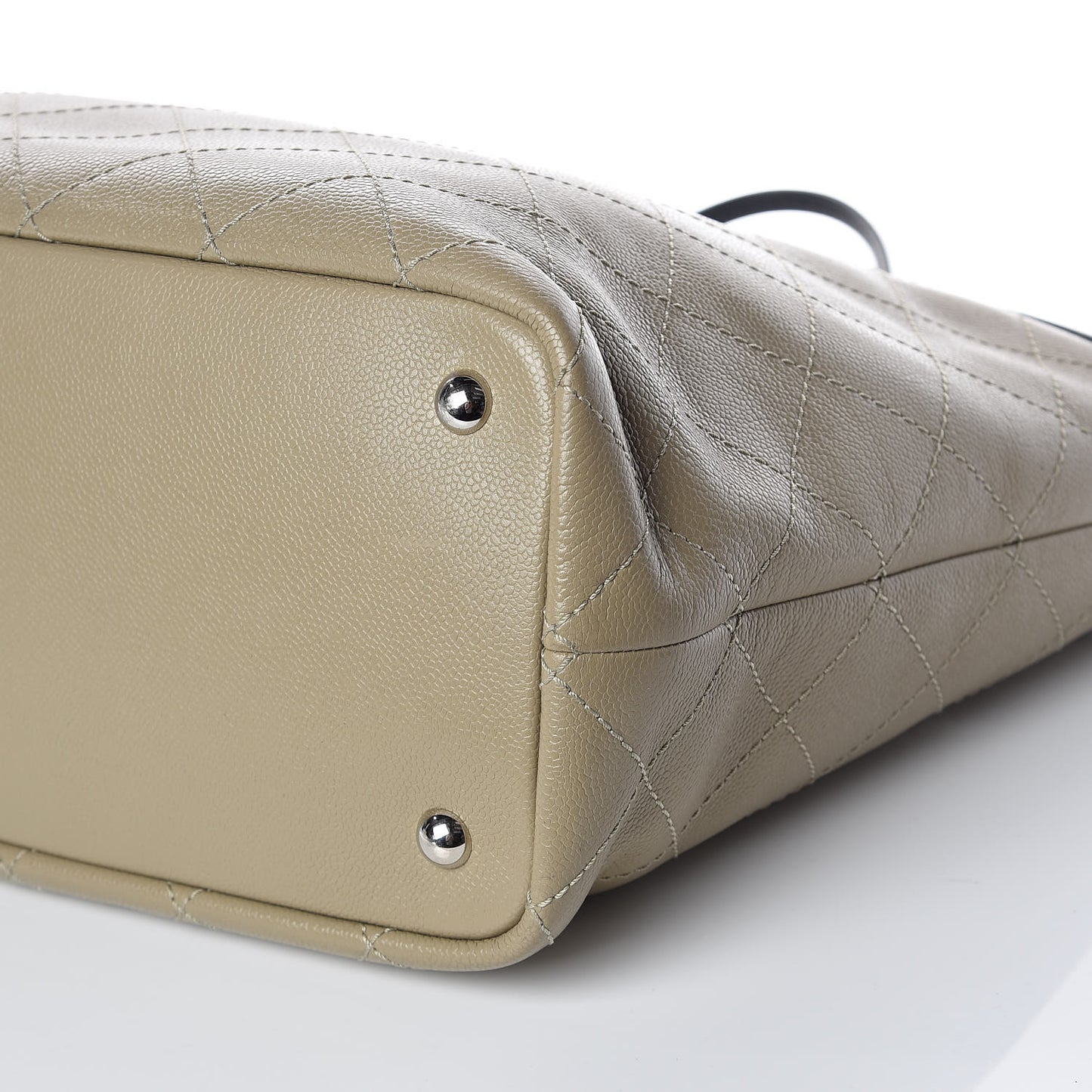 Grained Calfskin Large Shopping Fever Tote Beige