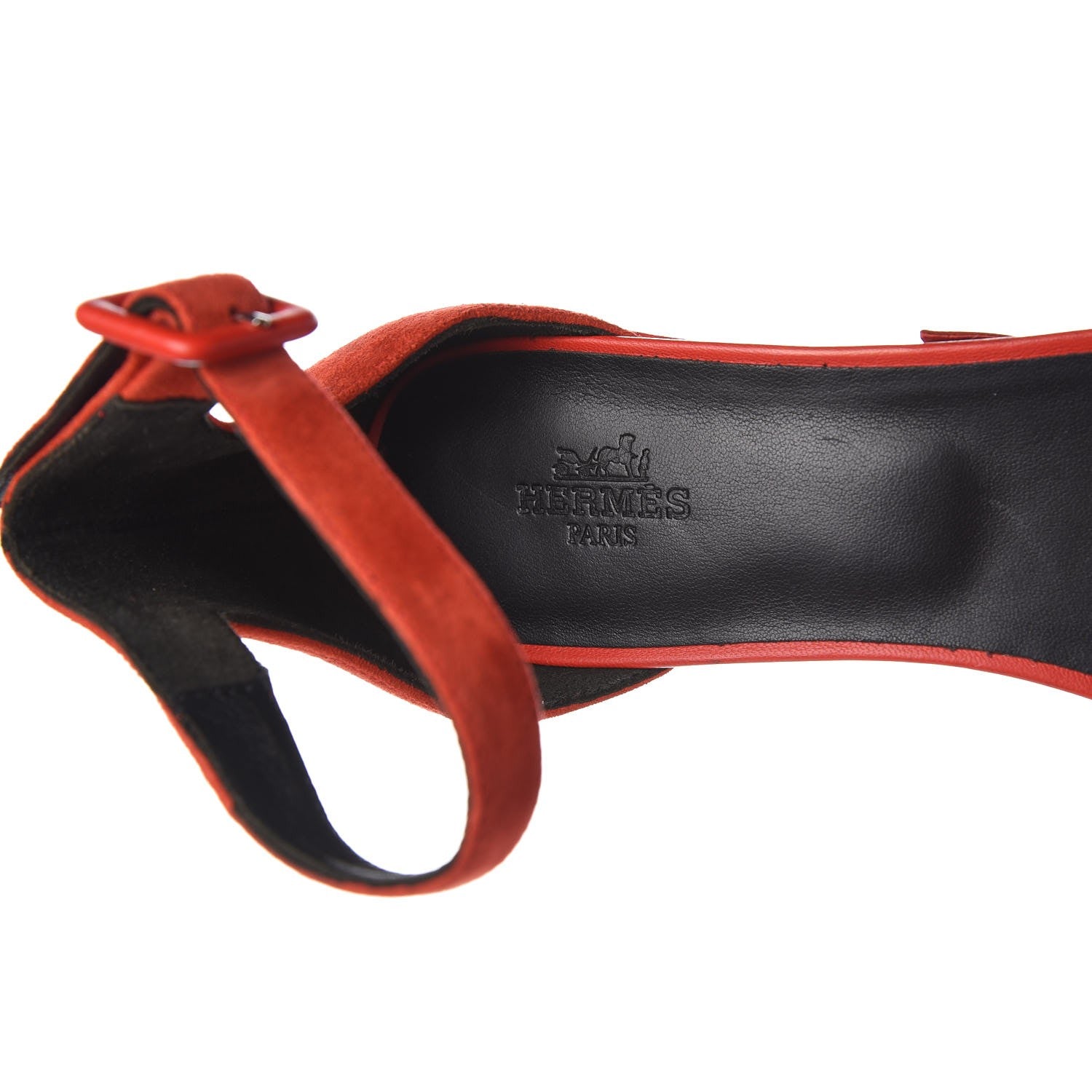 Hermes Suede Goatskin Mambo Wedge Sandals 36.5 Jasper Rouge 7 of 9