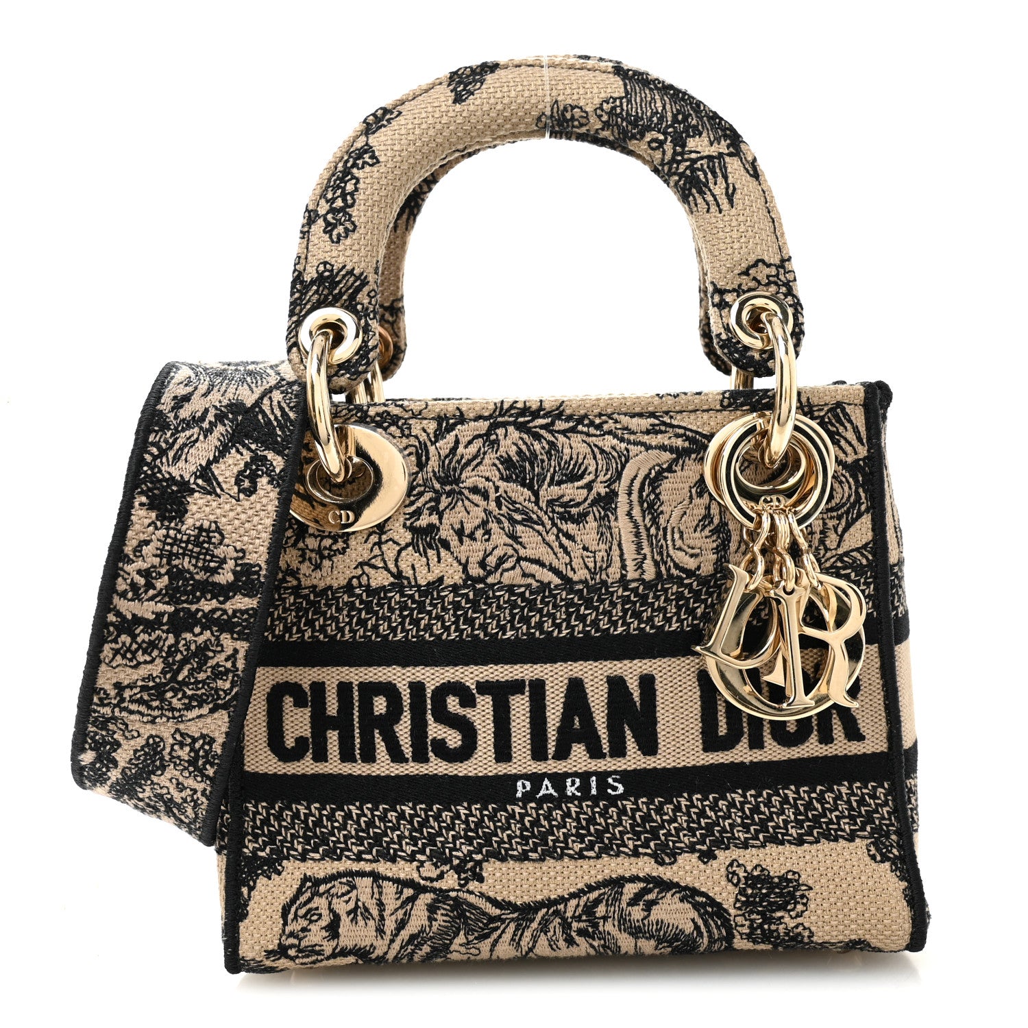 Christian Dior Canvas Toile De Jouy Embroidered Mini Lady D-Lite Brown Multicolor 1 of 11