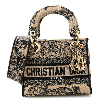 Christian Dior Canvas Toile De Jouy Embroidered Mini Lady D-Lite Brown Multicolor 1 of 11