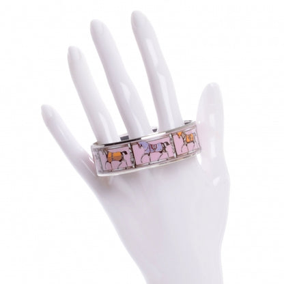 Hermes Enamel Printed Tenues Et Couvertures Wide Bracelet 70 Pink 2 of 5