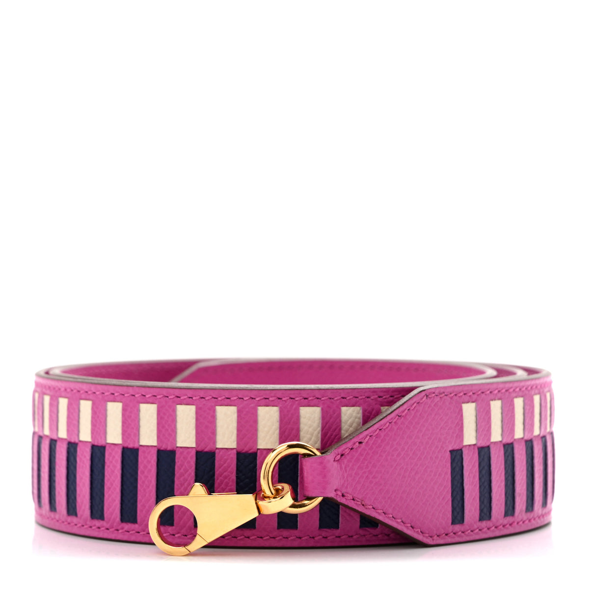 Epsom 40mm Tressage Shoulder Strap Magnolia Bleu Saphir Craie
