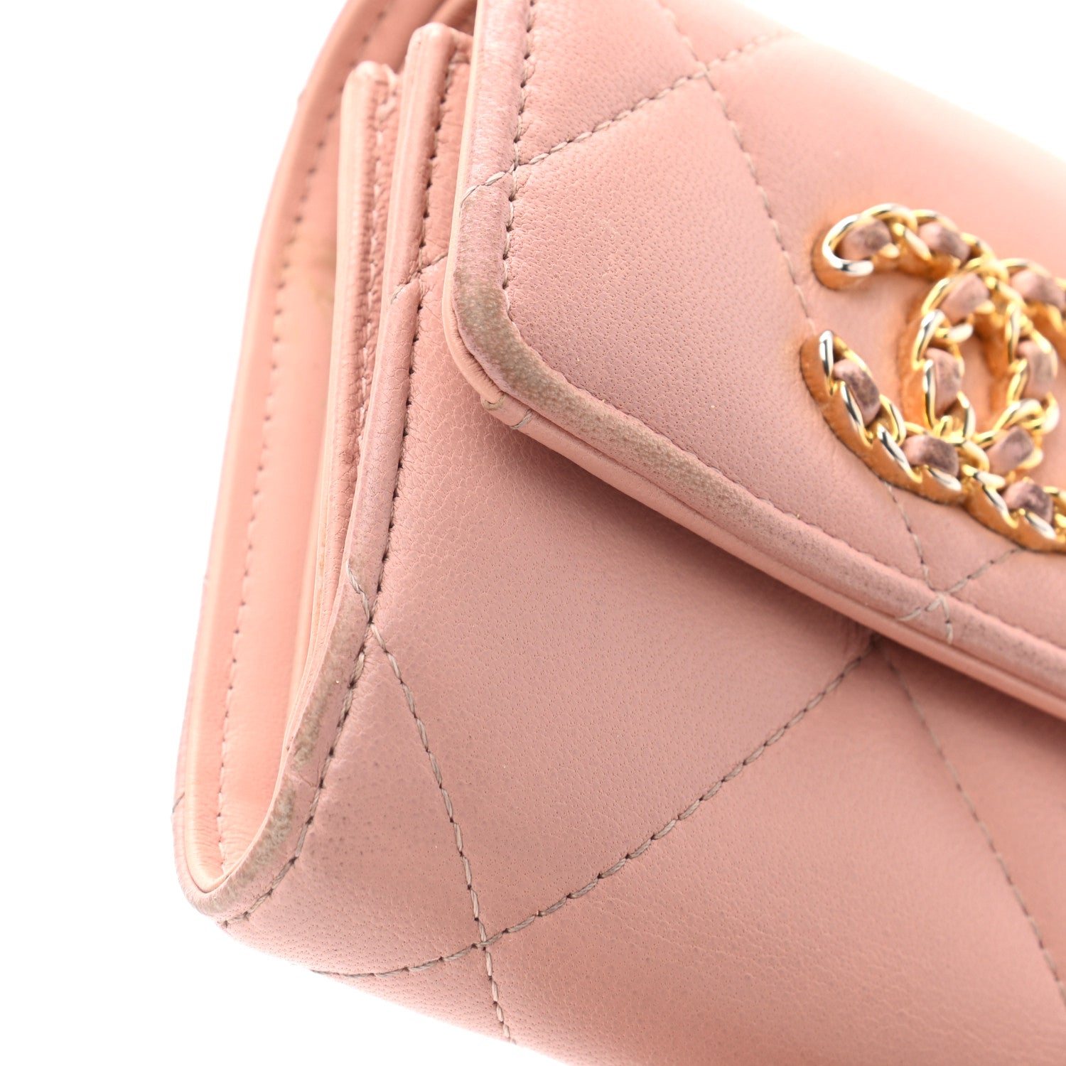 Chanel Quilted Chanel 19 Small Flap Wallet Beige 9 of 19