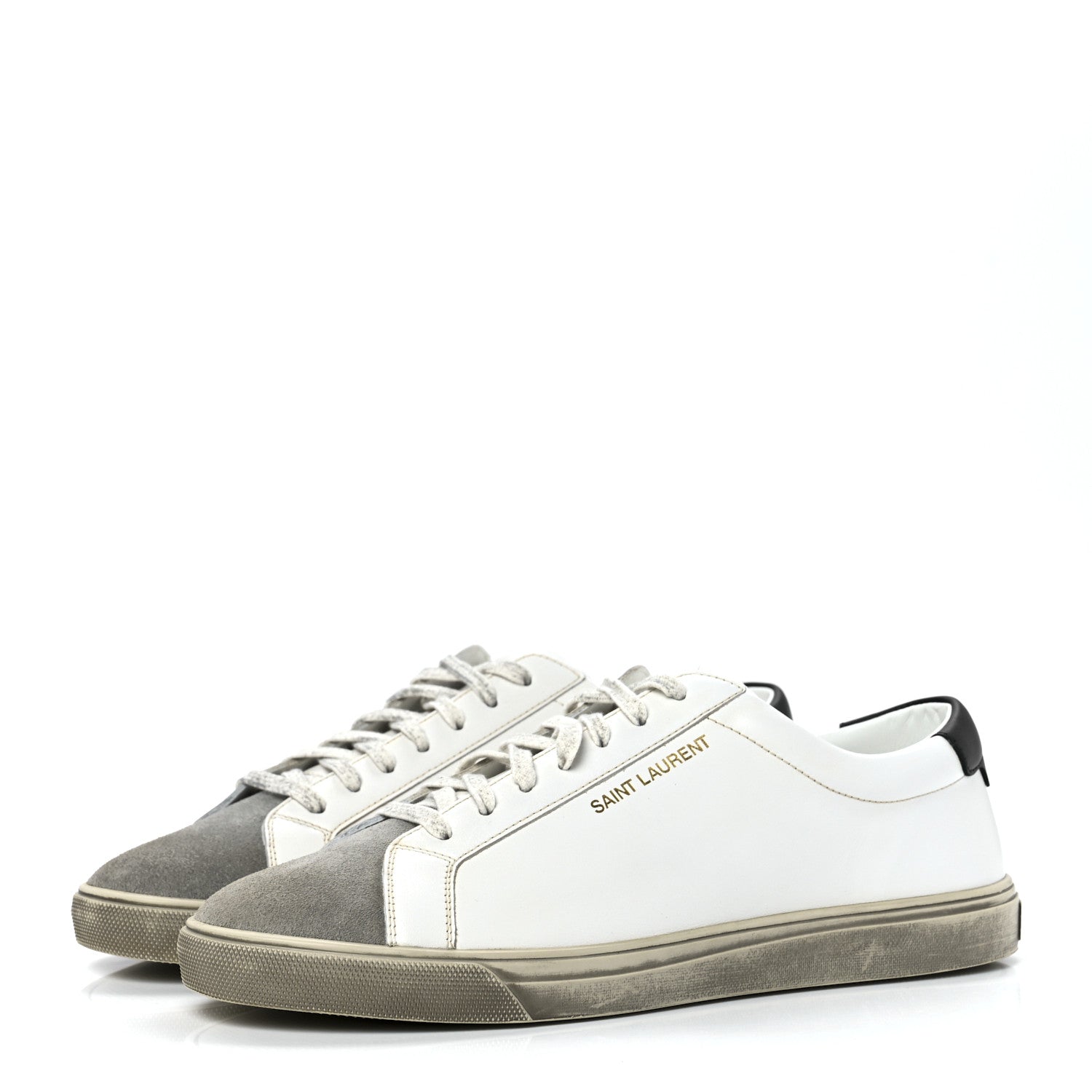 Saint Laurent Calfskin Velour Andy Low Top Sneakers 42 Black White 3 of 11