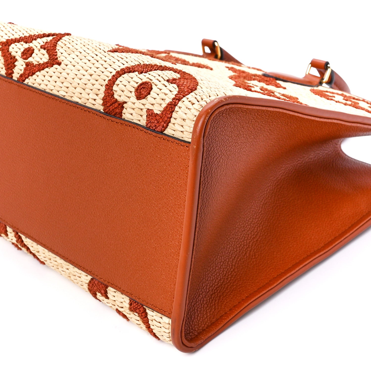 Louis Vuitton Raffia Calfskin Monogram Giant Onthego MM Tan 12 of 12
