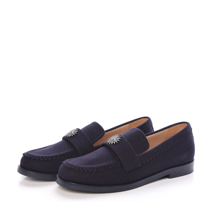 Chanel Wool CC Star Loafers 38 Navy Blue 4 of 7