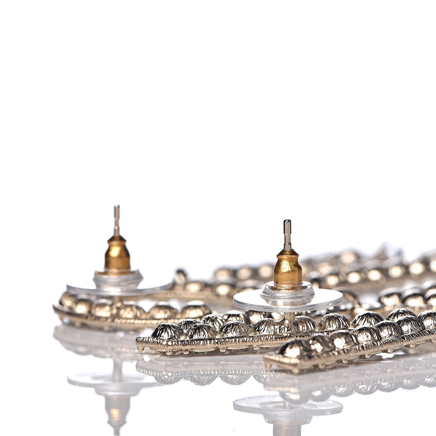 Crystal Cha-Nel Logo Drop Earrings Gold