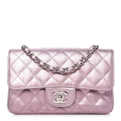 Chanel Metallic Calfskin Quilted Mini Rectangular Flap Pink 1 of 10