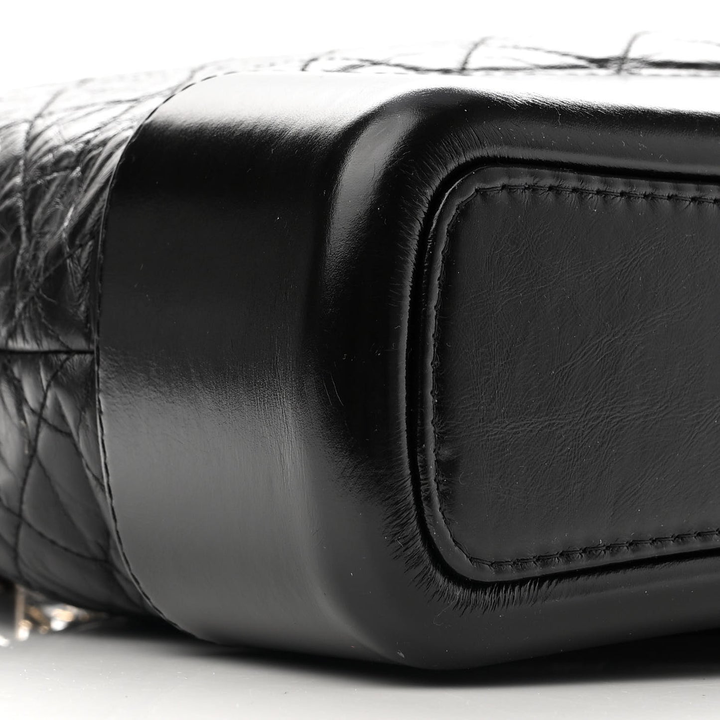 Aged Calfskin Quilted Large Gabrielle Hobo Black