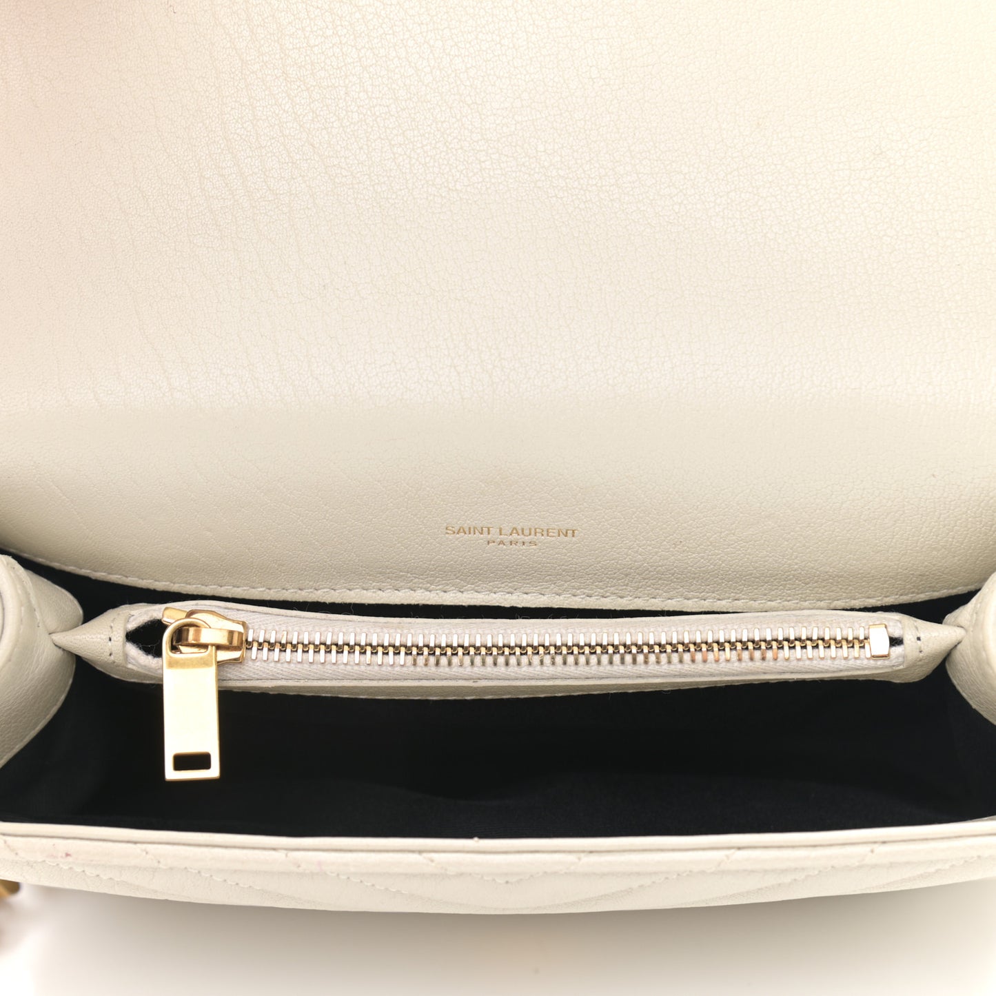 Sheepskin Matelasse Chevron Monogram Medium College Bag Crema Soft
