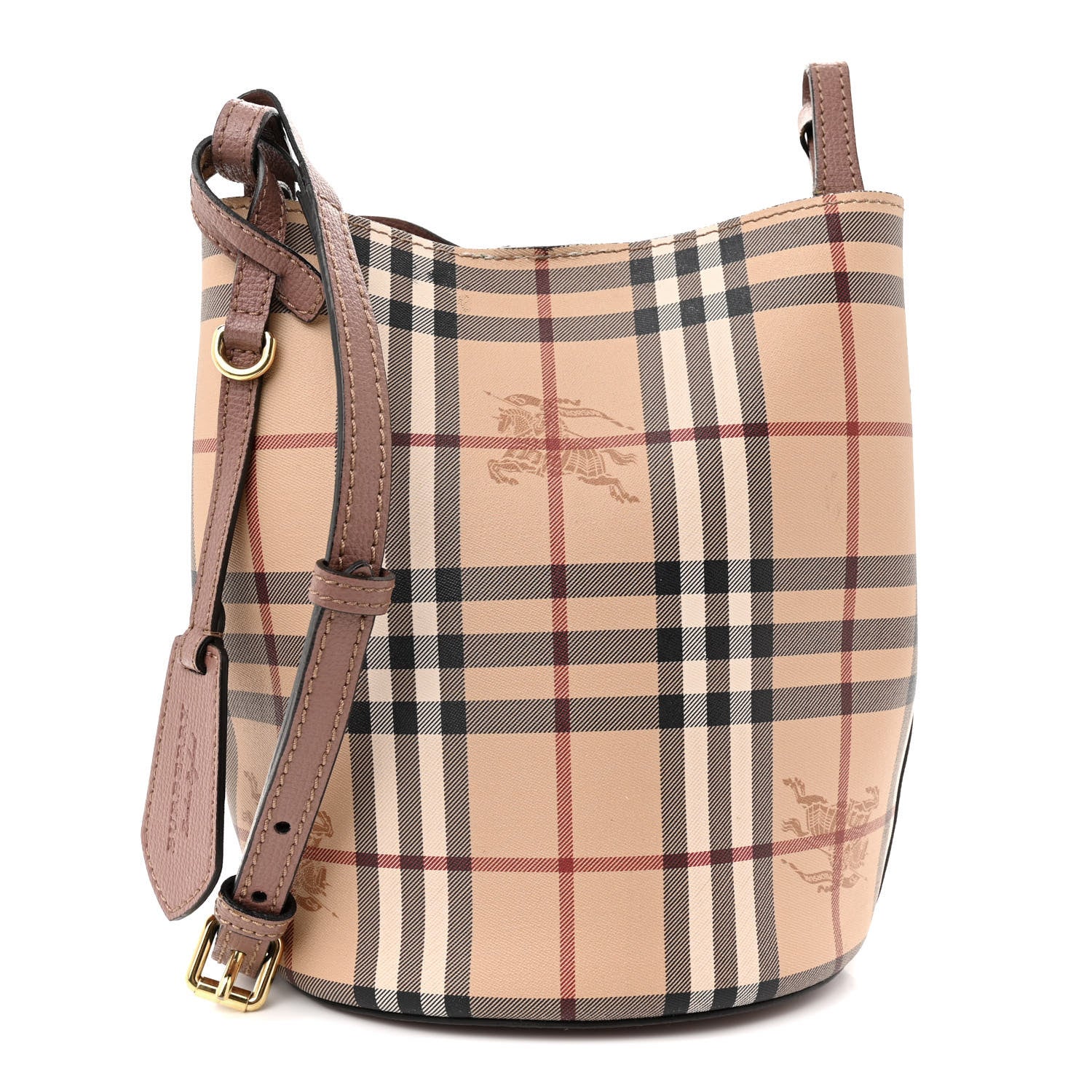 Burberry Haymarket Check Colours Small Lorne Bucket Crossbody Elderberry 1 of 19