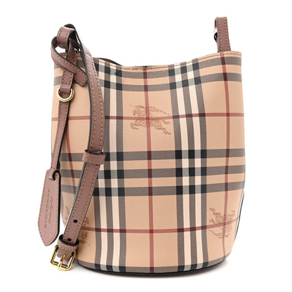 Burberry Haymarket Check Colours Small Lorne Bucket Crossbody Elderberry 1 of 19